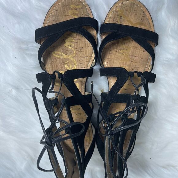Sam Edelman Dawson leather suede black gladiator lace up straps sandals … - Picture 4 of 8